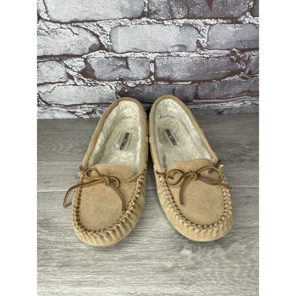 Minnetonka Cally Suede Faux Fur Lined Slip On Slippers Women Sz 10M US/41EU 4052 - Picture 5 of 16